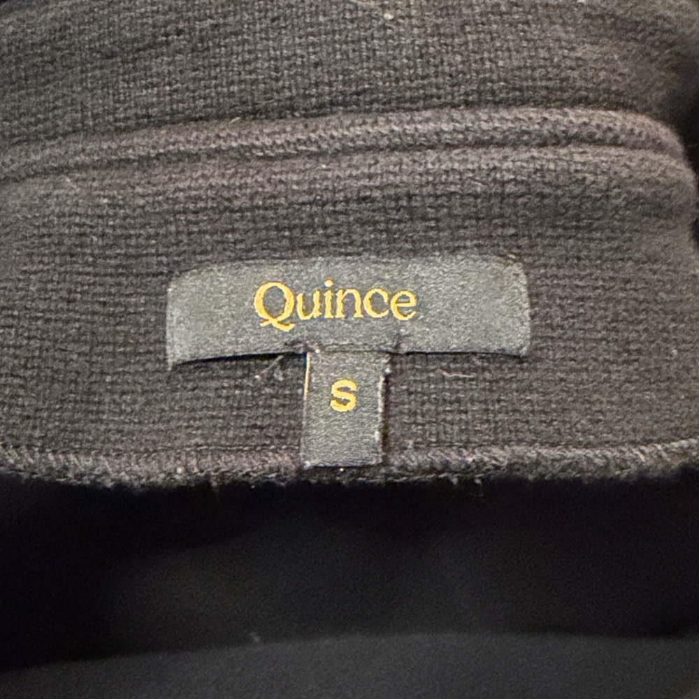 Quince 100% Organic Cotton Knit Blazer Black Textured Open Front Pockets Size S - Picture 4 of 7